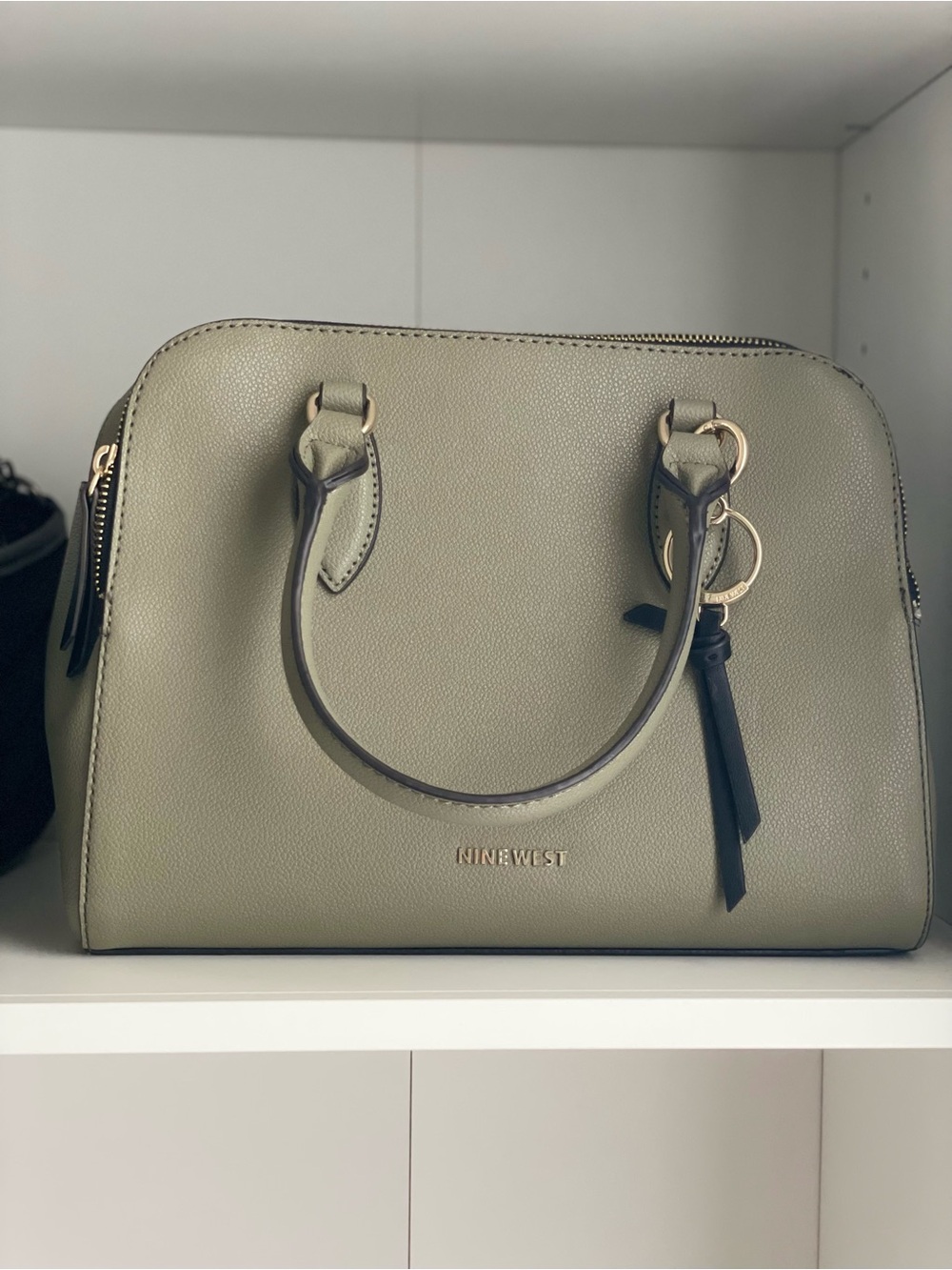 Nine West Olive Dome Satchel with Gold Accents